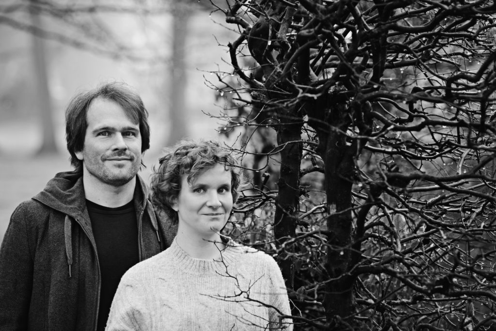 Black-and-white portrait of Anke Cordes and Bent Duddek, Duo FunG